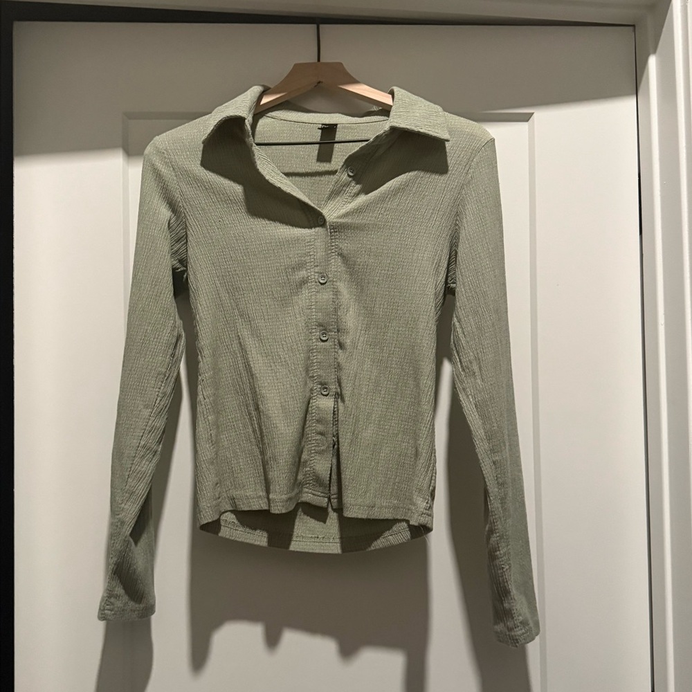 Olive Green Women's Button-Up Top